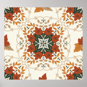 Affiche Whispers d'automne : Blend géométrique floral