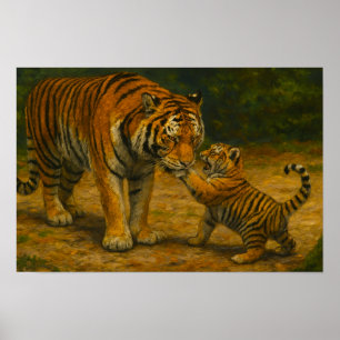 Affiche Whispers in the Wild - Tiger and Cub in Forest
