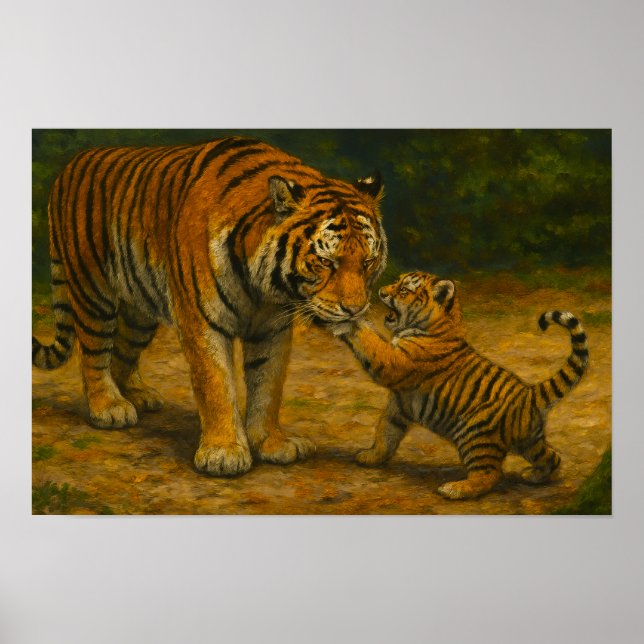 Affiche Whispers in the Wild - Tiger and Cub in Forest (Devant)