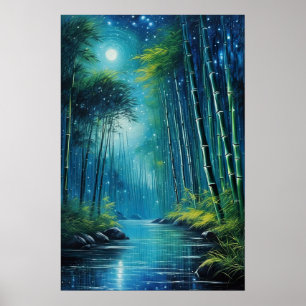 Affiche Whispers Lune, Forêt Mystique De Bambou