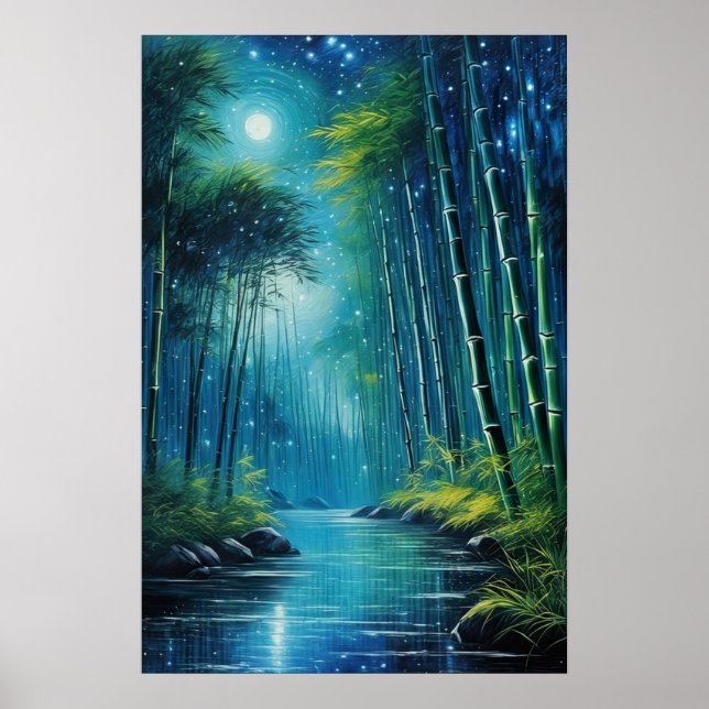 Affiche Whispers Lune, Forêt Mystique De Bambou (Devant)