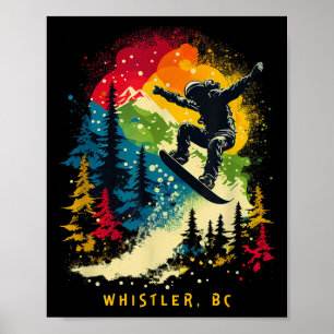 Affiche Whistler Bc Canada Snowboardeur Planche à Neige St