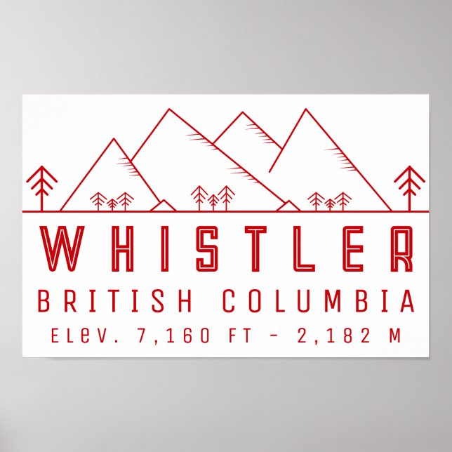 Affiche Whistler Colombie-Britannique Canada Minimaliste (Devant)