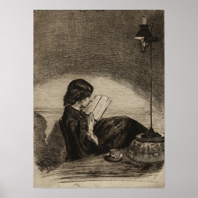 Affiche Whistler - Lecture à la lumière de la lampe (Devant)