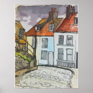 Affiche Whitby Steps Scarborough Peinture originale