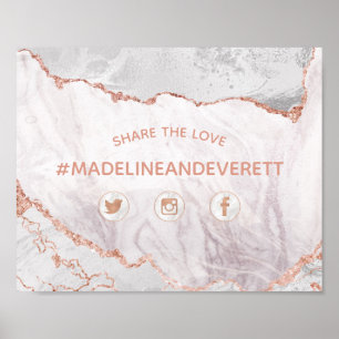 Affiche White Agate Partagez le signe social du Mariage d'