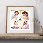 Affiche White and Gold 4 Photos Family Photo Collage<br><div class="desc">Upload your favorite photographite make your own unique personalized keepsake photo gift.</div>