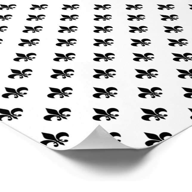 Affiche White Black Fleur de Lis Delicate Mardi gras (Coin)