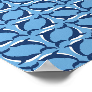 Affiche White Blue Whales Yin Yang Sea Animal Ocean Marine