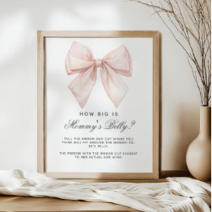 Affiche White Bow How Big is Mommy's Belly Shower Jeu