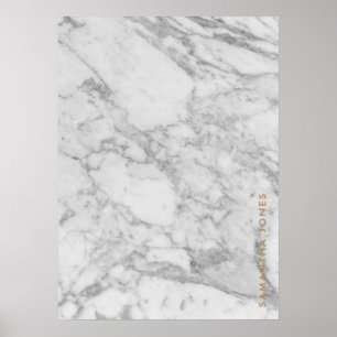 Affiche White Carrara Marble Gold Classic Personalised