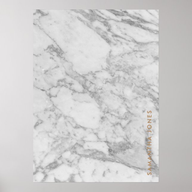 Affiche White Carrara Marble Gold Classic Personalised (Devant)