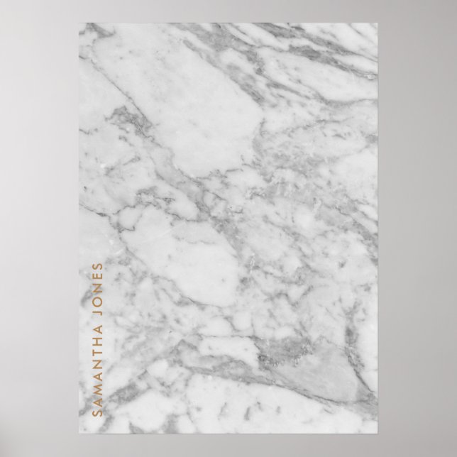 Affiche White Carrara Marble Gold Classic Personalised (Devant)