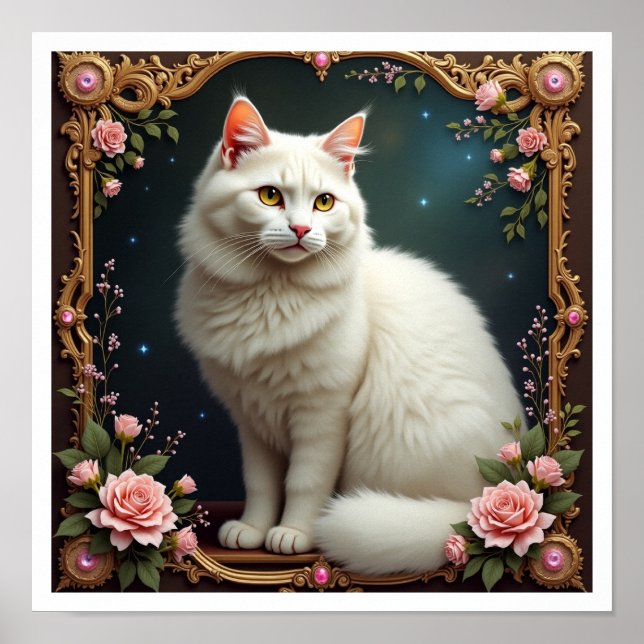 Affiche White Cat 5D Diamond Painting Kit (Devant)