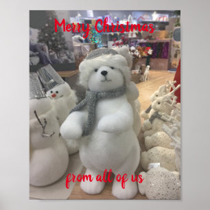 Affiche White Christmas Bear Salutation personnalisée