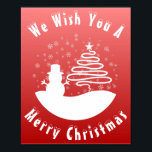 Affiche White Christmas Winter Wonderland Snowman Tree<br><div class="desc">Joyeux Noël !</div>