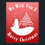 Affiche White Christmas Winter Wonderland Snowman Tree<br><div class="desc">Joyeux Noël !</div>