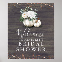White Floral Pumpkins Rustic Bridal Shower Welcome