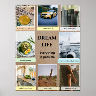 Affiche White Frame Photos Vision Board