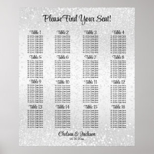 Affiche White Glitter - 16 Seating Chart