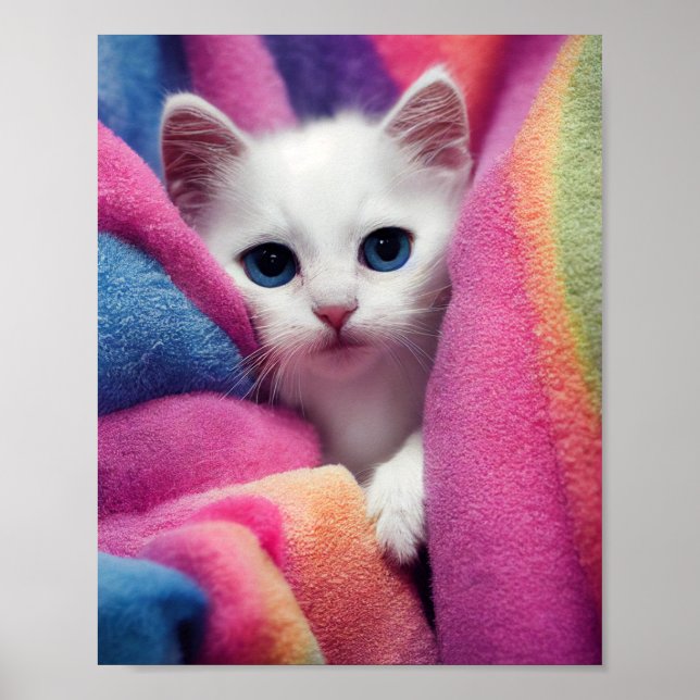 Affiche White Kitten - Collection Rainbow Criters (Devant)