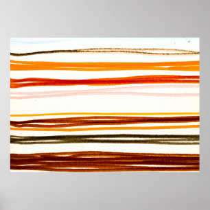 Affiche White Lines Pattern. Geometric Stripes Ink Drawing