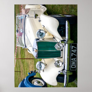 Affiche White MG TD classique voiture de sport britannique