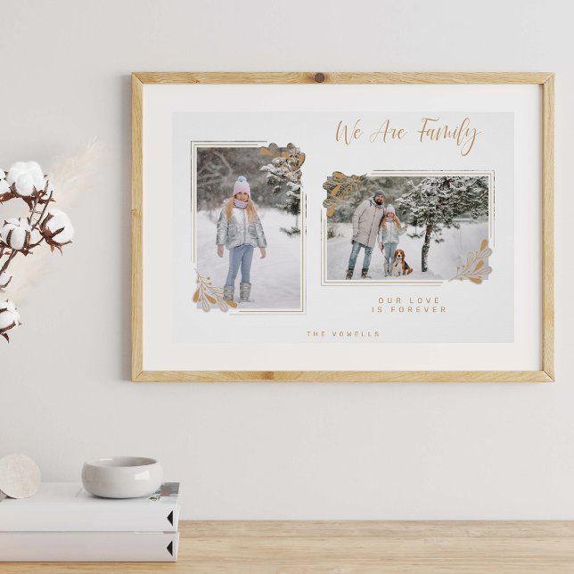 Affiche White Minimal Family 2 Photos Fancy Gold Branches (Créateur téléchargé)