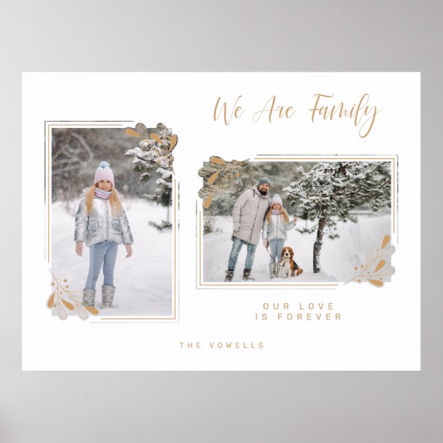 Affiche White Minimal Family 2 Photos Fancy Gold Branches (Devant)
