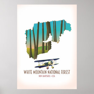Affiche White mountains national forest USA map