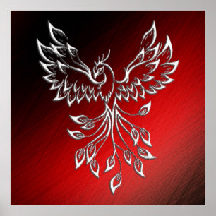 Affiche White Phoenix Rises Red n Black Ashes