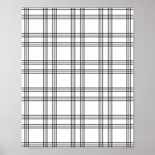 Affiche White Plaid Tartan With Black Lines (Devant)