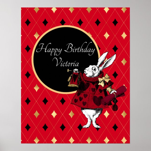 Affiche White Rabbit in Red Birthday  (Devant)