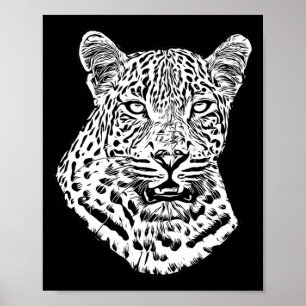 Affiche White Snow Leopard Head Jungle Animaux Art