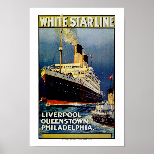 Affiche White Star Line à Philadelphie (Devant)
