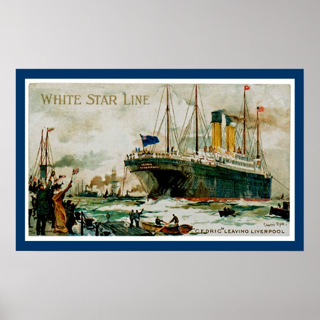 Affiche White Star Line Cédric quitte Liverpool (Devant)