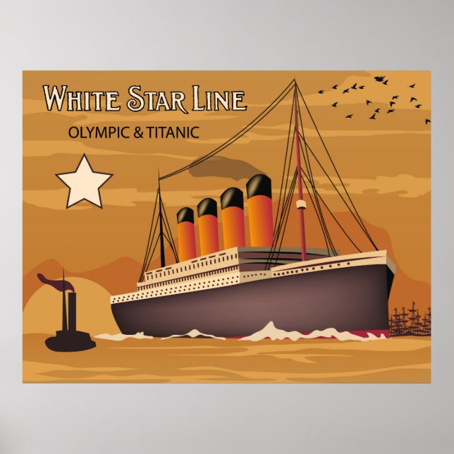 Affiche White Star Line, navire olympique et Titanic Overs (Devant)