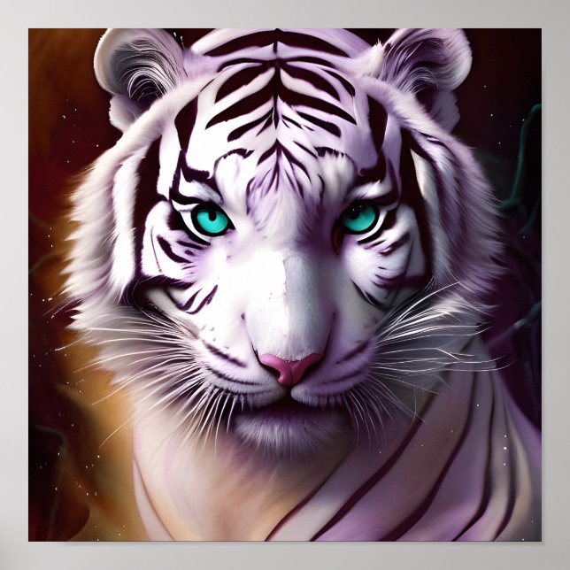 Affiche White Tiger Head with Mesmerizing Eyes (Devant)