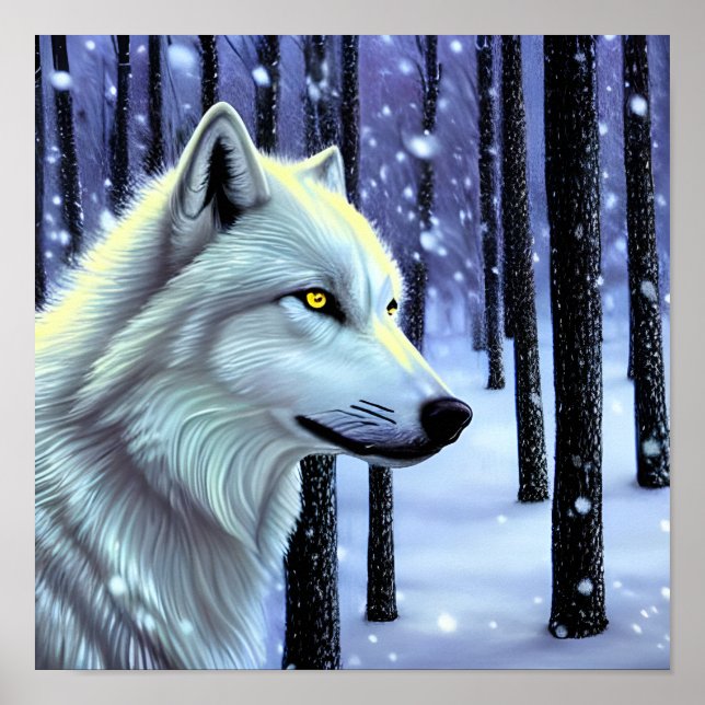 Affiche White Wolf in the Snow