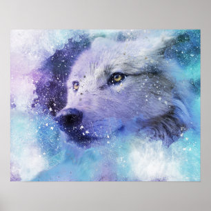 Affiche White Wolf Spirit Animal Arctic Blizzard Art Impri