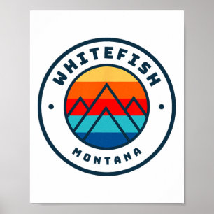 Affiche Whitefish Montana Ski Snowboard Famille Ski T