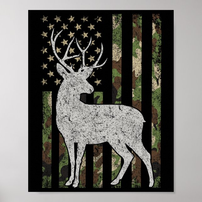 Affiche Whitetail Buck Deer chasse Camouflage américain no (Devant)