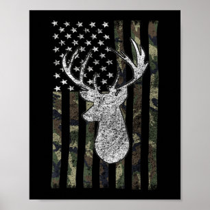 Affiche Whitetail Buck Deer Hunting American Camouflage US