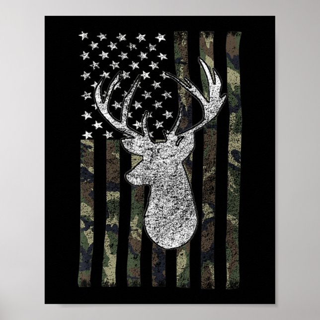 Affiche Whitetail Buck Deer Hunting American Camouflage US (Devant)