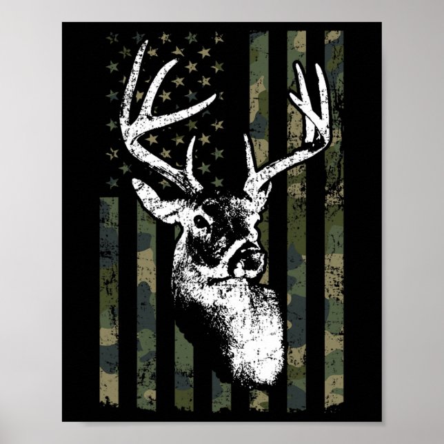 Affiche Whitetail Buck Deer Hunting Usa Camouflage America (Devant)