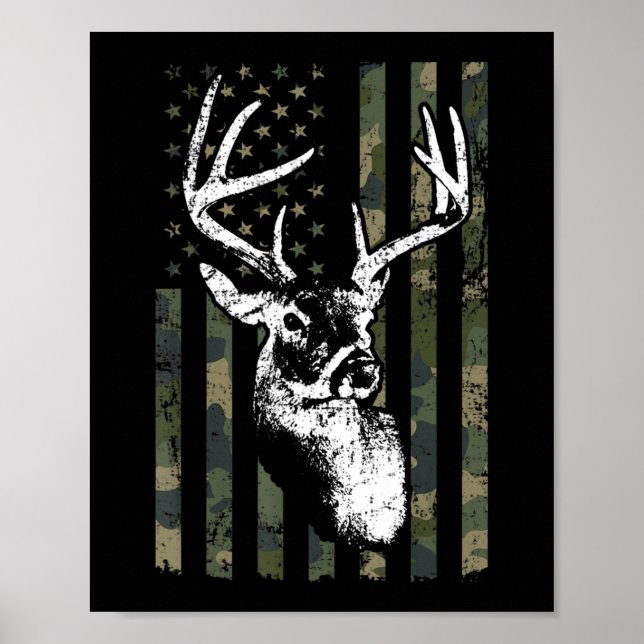 Affiche Whitetail Buck Deer Hunting USA Camouflage Amériqu (Devant)
