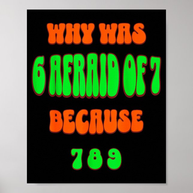 Affiche Why Was 6 Afraid Of 7, Because 789. Funny 67 Meme  (Devant)