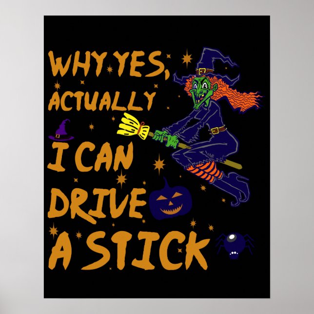 Affiche Why yes Actually I Can Drive A Stick Funny Witch (Devant)