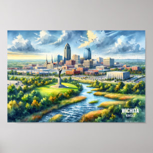 Affiche Wichita Kansas Famous Travel Places aquarelle