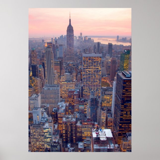 Affiche Wide view of Manhattan at sunset (Devant)